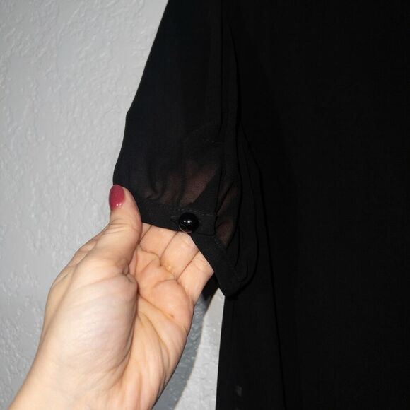 Panitti Black Overlay Striped A-Line Dress Size Medium‎ - Picture 10 of 10